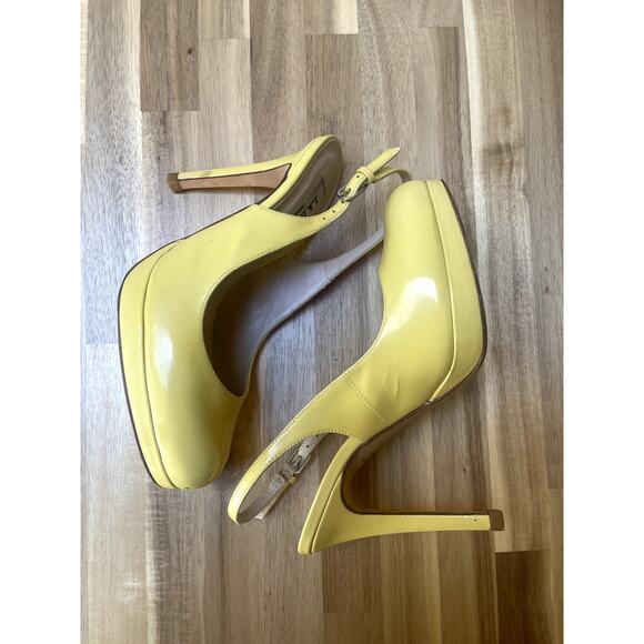 LK Bennett CLEMMIE PATENT LEATHER SLINGBACK PLATFORM HEEL Yellow Size 36 - Picture 8 of 11
